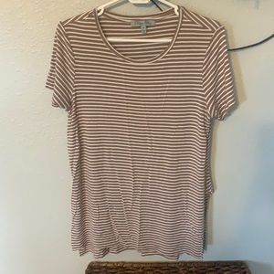 Brown and white striped tee